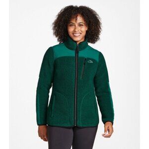 LL Bean Mountain Pro Polartec Fleece Jacket Green Small Petite Gorpcore 515688